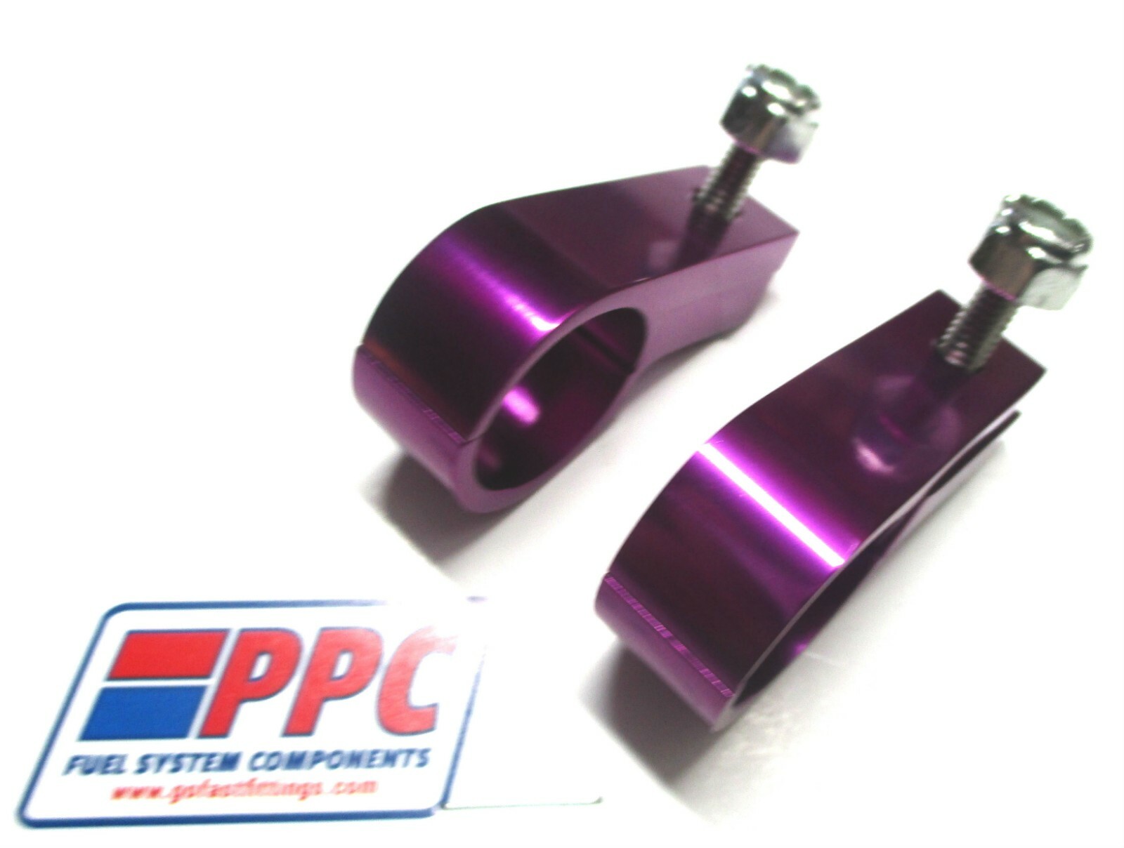 1/4 inch  ID Billet Aluminum Show Polished Purple Line Mounting  P Clamp 2 pk