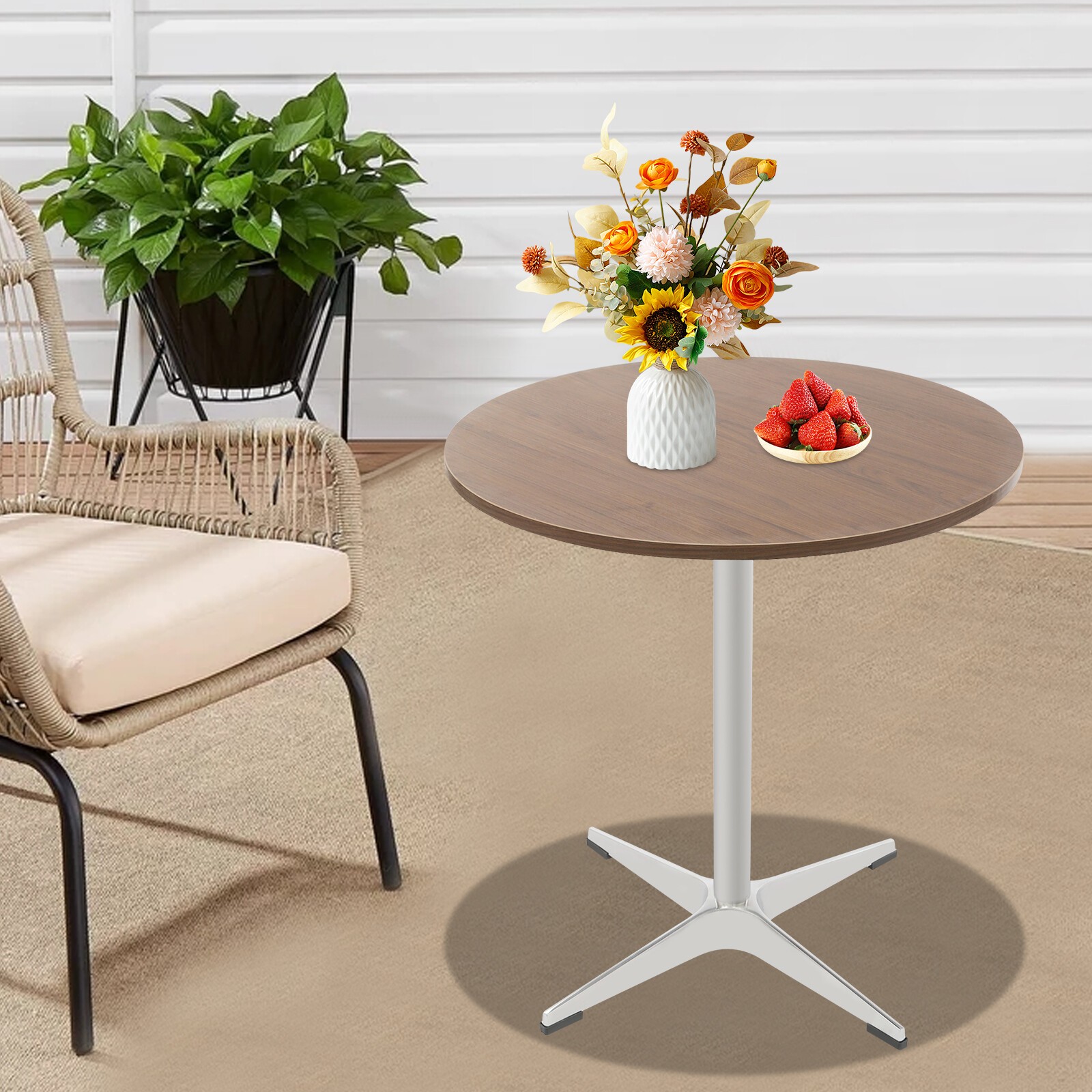 Round Dining Table, Space Saving Dinner Table, Rustic Dining Table