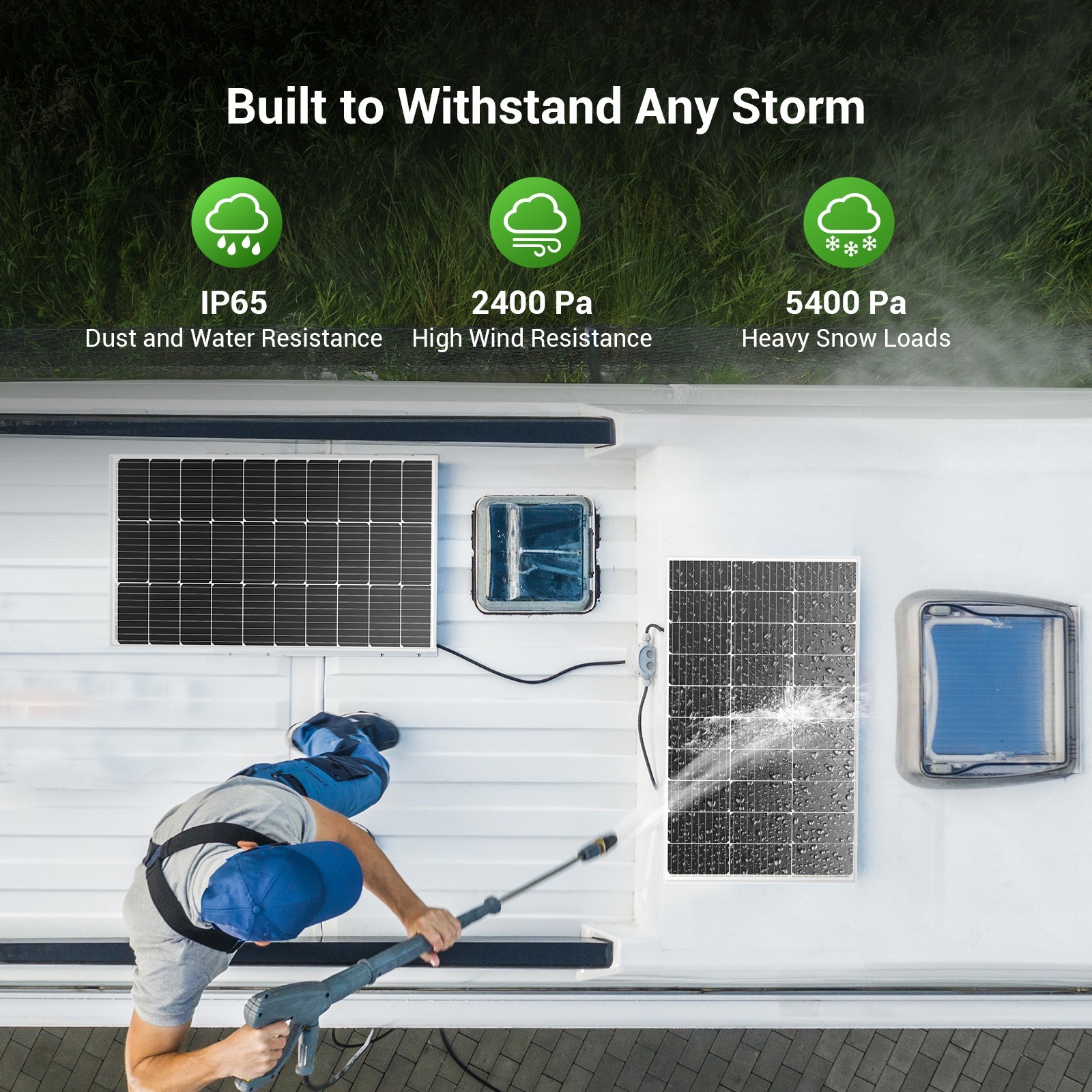 HQST 100 Watt 12 Volt 9BB Monocrystalline Solar Panel