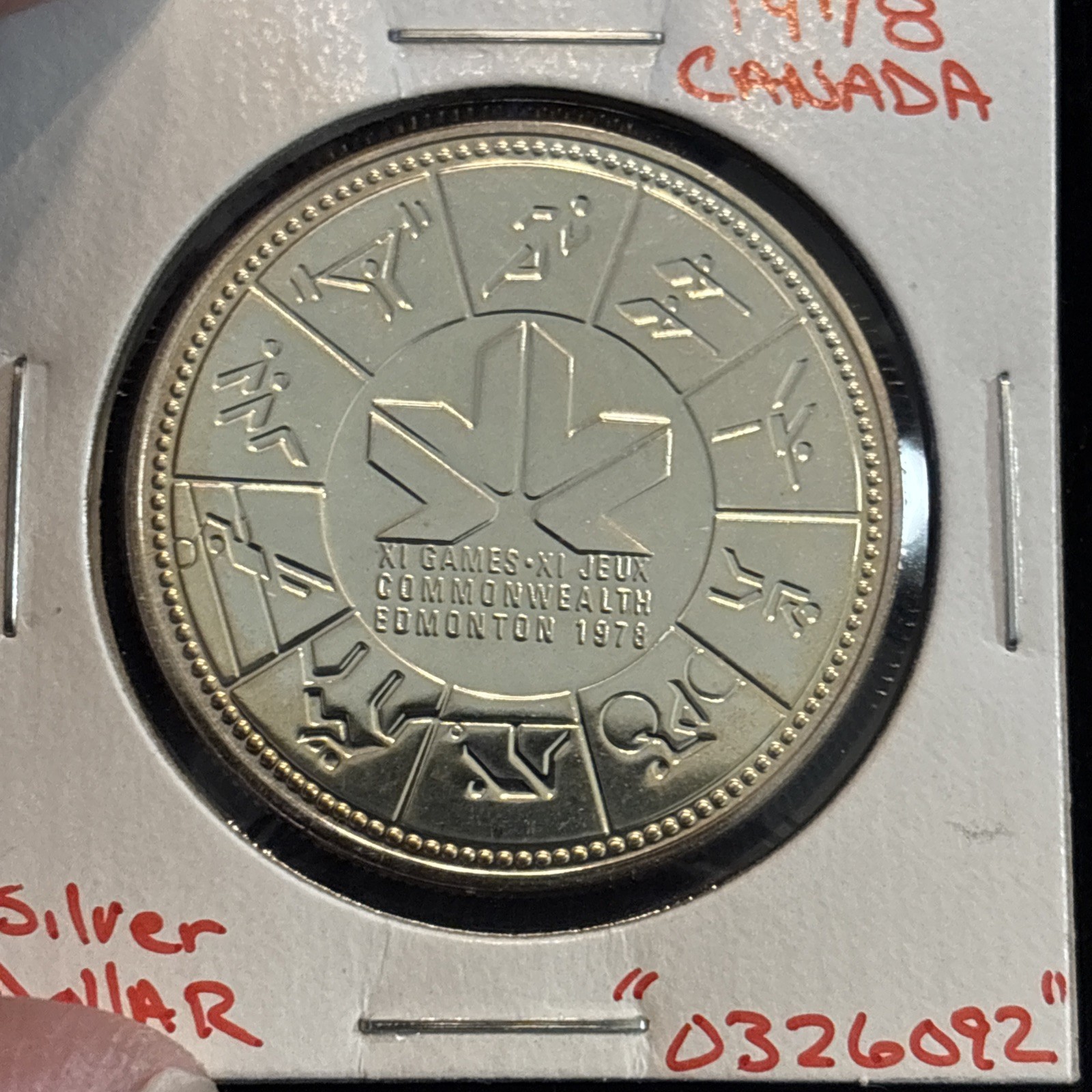 1978 Canada Silver Dollar Edmonton Games Proof “0326092” Canadian $1
