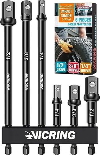 Impact Socket Adapter Set - 1/4, 3/8, 1/2 Drive Socket Adapter for Drill &