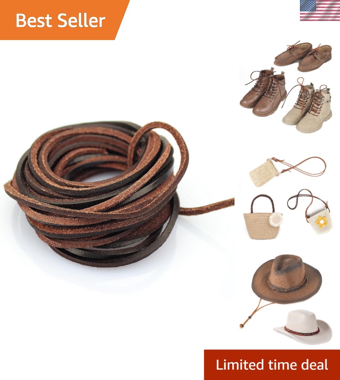 5 Yards of 3mm Durable Dark Brown Leather Cord for Jewelry & Shoe Projects