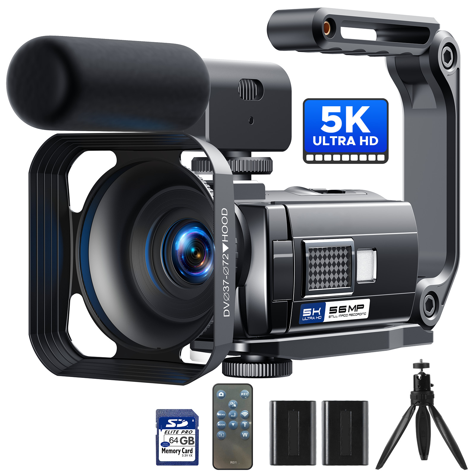 5K Camcorder, 56MP Video Camera WiFi Night Vision Anti-Shake Recorder 3” 270° US