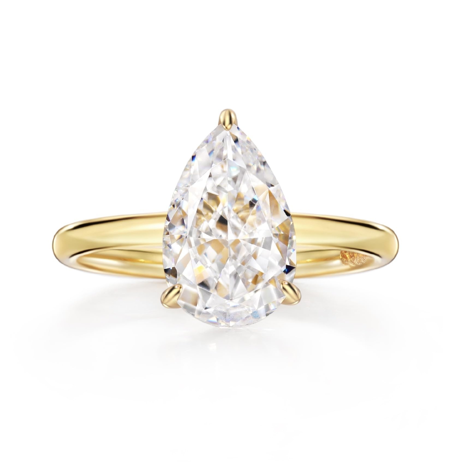 Michooyel 18K Gold Plated Cubic Zirconia Engagement Ring for Women, 2.0ct Pea...