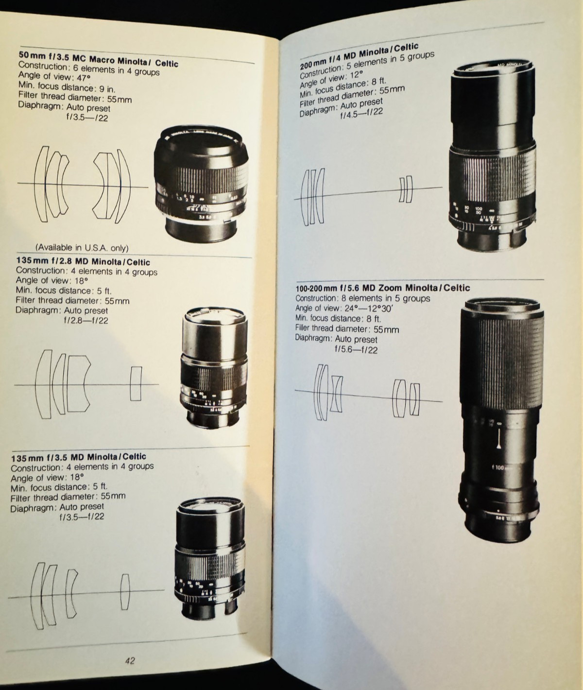 1978 MINOLTA CATALOGS & BROCHURES XG-7, Quick Reference Guide, Price List - EX