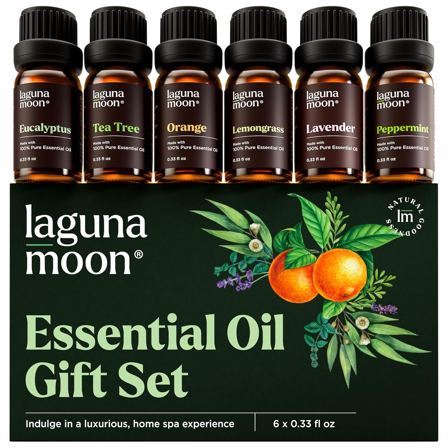 Lagunamoon Essential Oils Aromatherapy Set - 6 Oils for Diffusers, Home Care, Ca