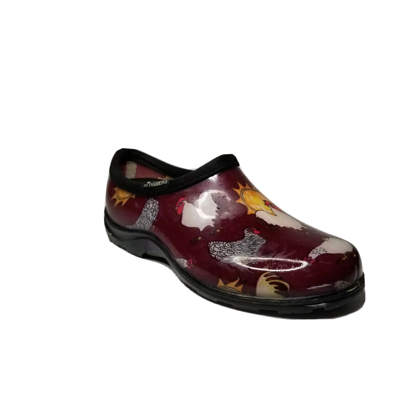 Sloggers Women's size 7 USA made chickens an roosters slip on farm shoes
