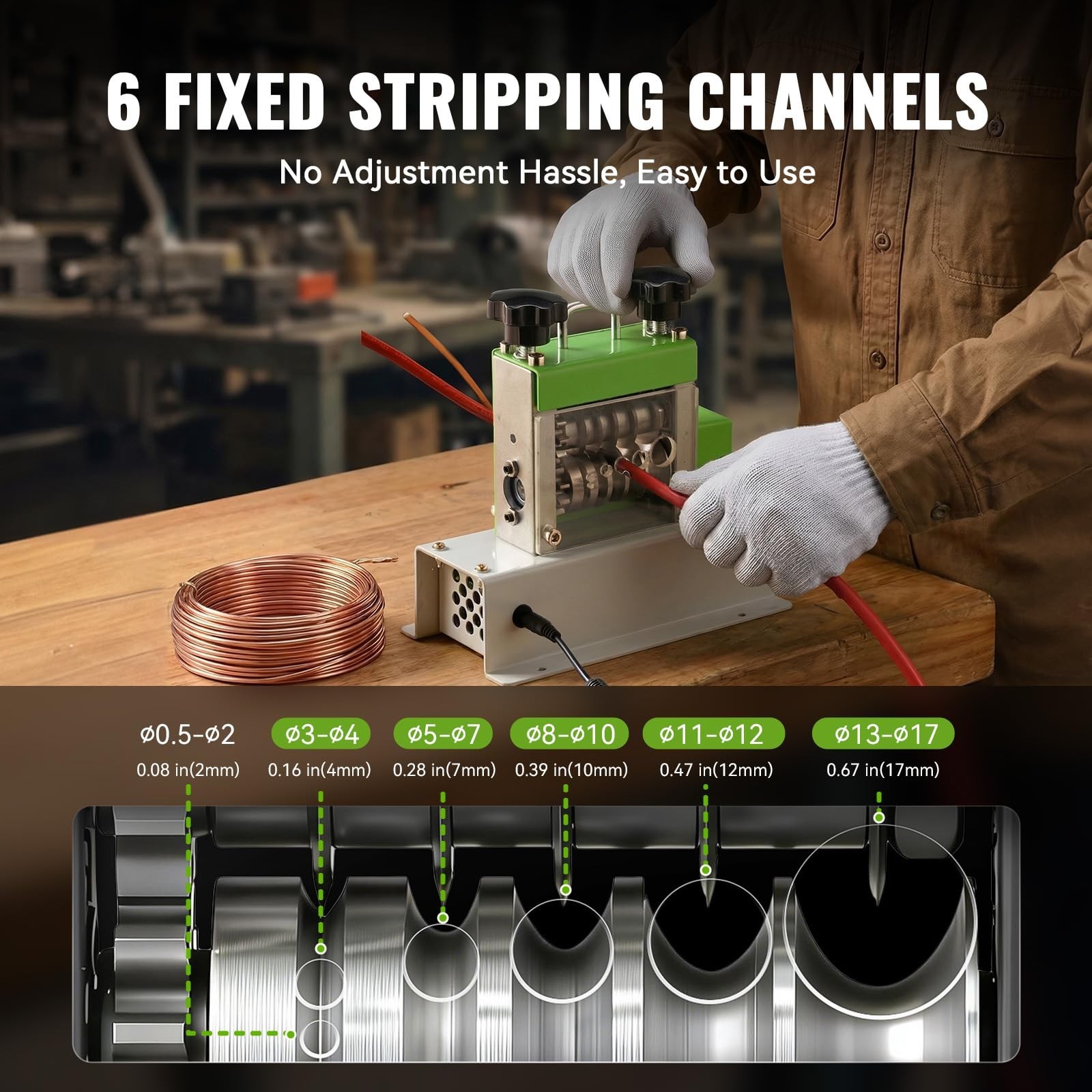 Electric Wire Stripping Machine, 0.06''-0.67'' Automatic Wire Stripper Machin...