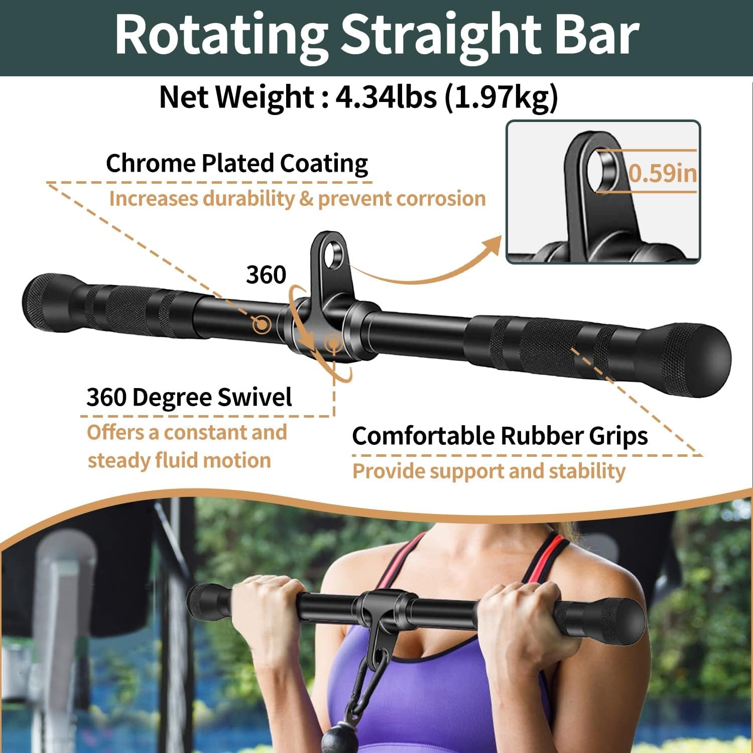 Solid Cable Machine Attachment, Cable Attachments for Gym, Gym Cable Attachments