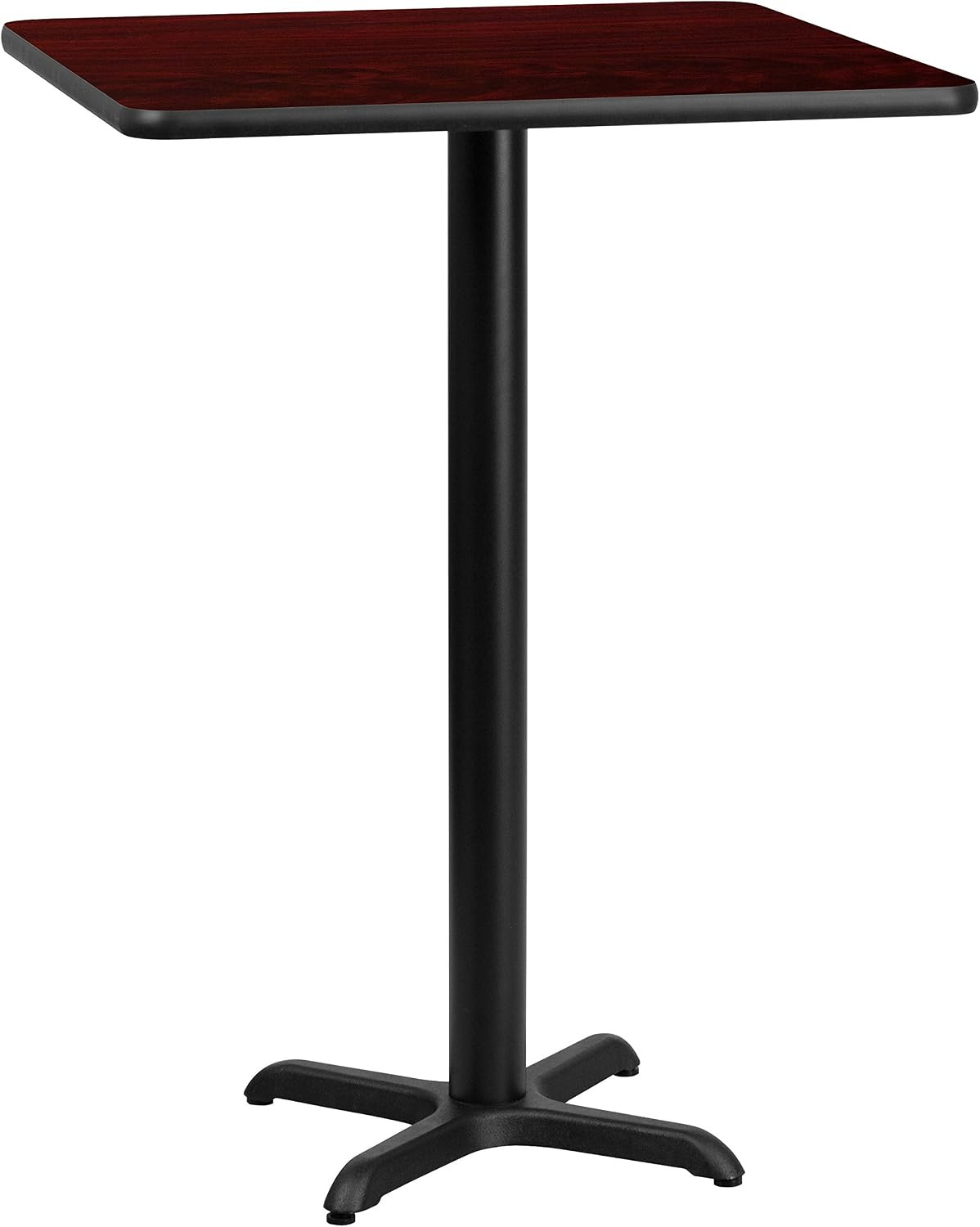 24" Square Table and 22X22 X-Base, Mahogany | Bar Height, Laminate
