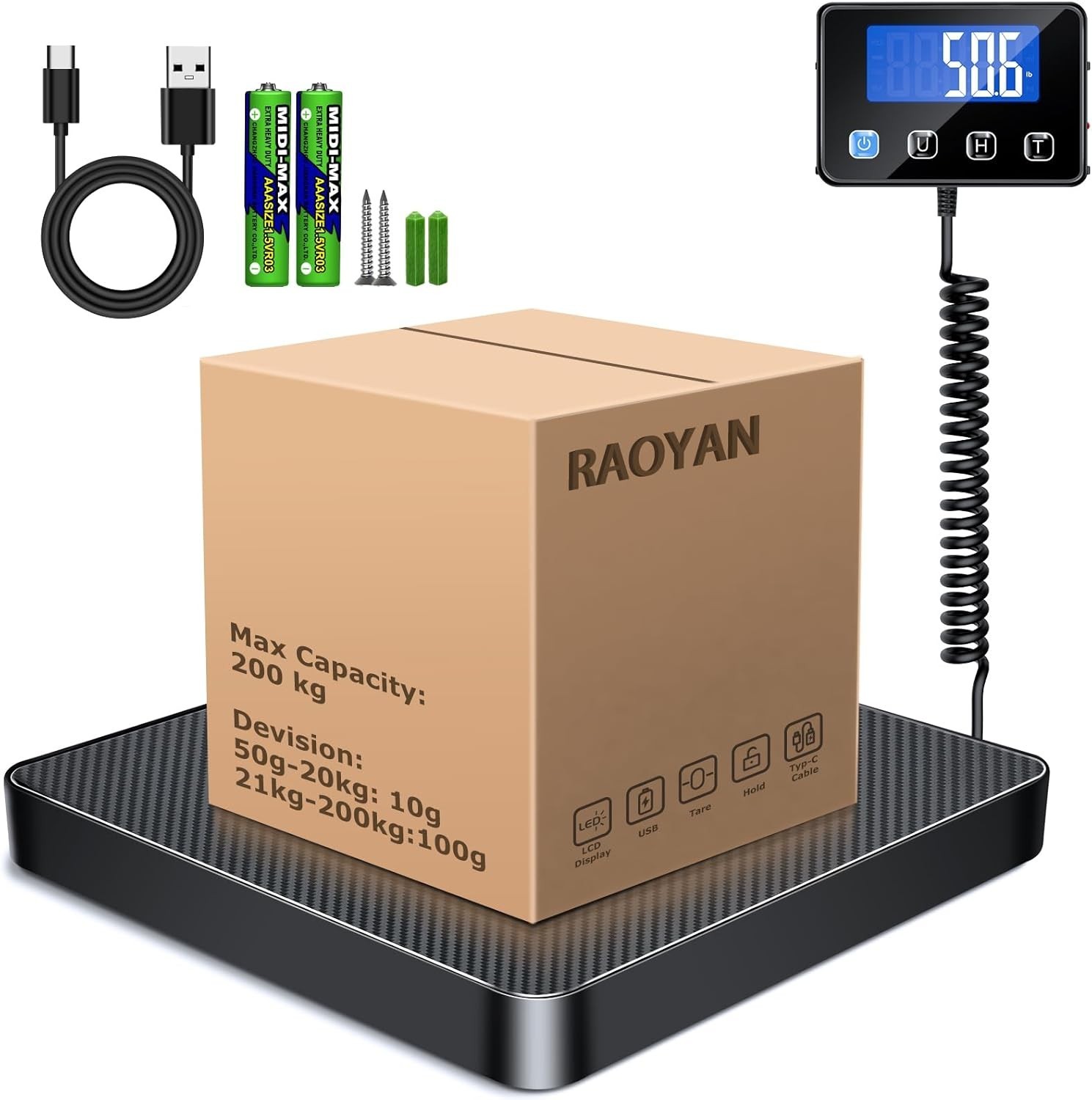 Bascula Digital Industrial Commercial de peso para negocio Plegable 200KG/440lb