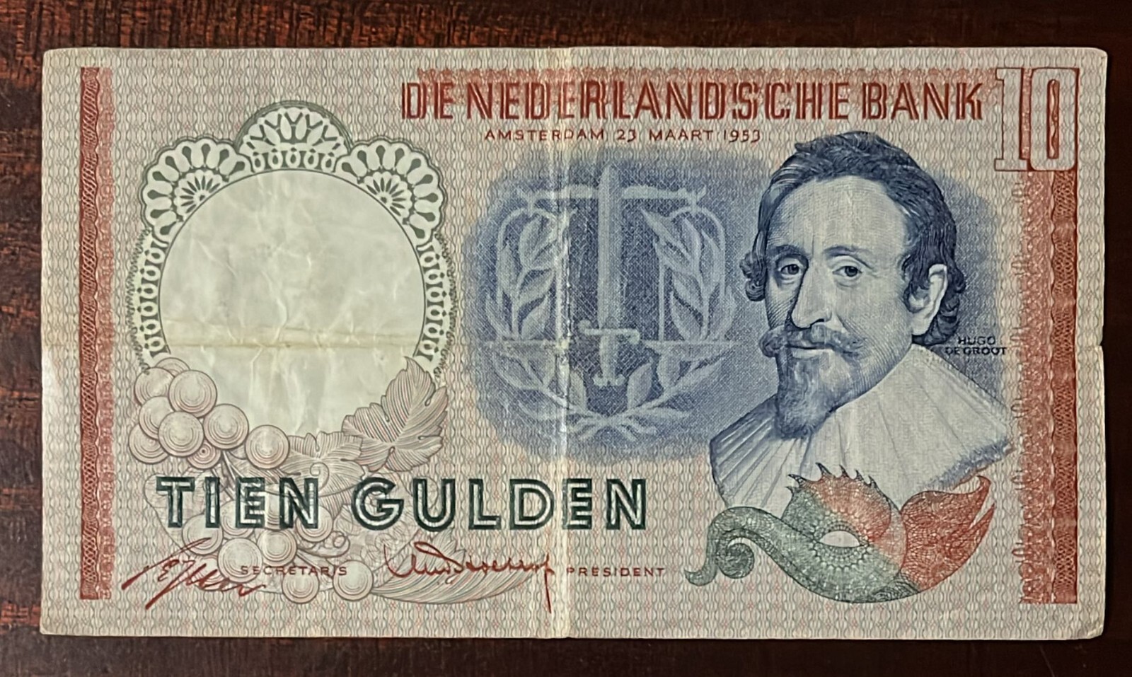 Nederland Ref U075 : 10 Nederland Gulden Banknote