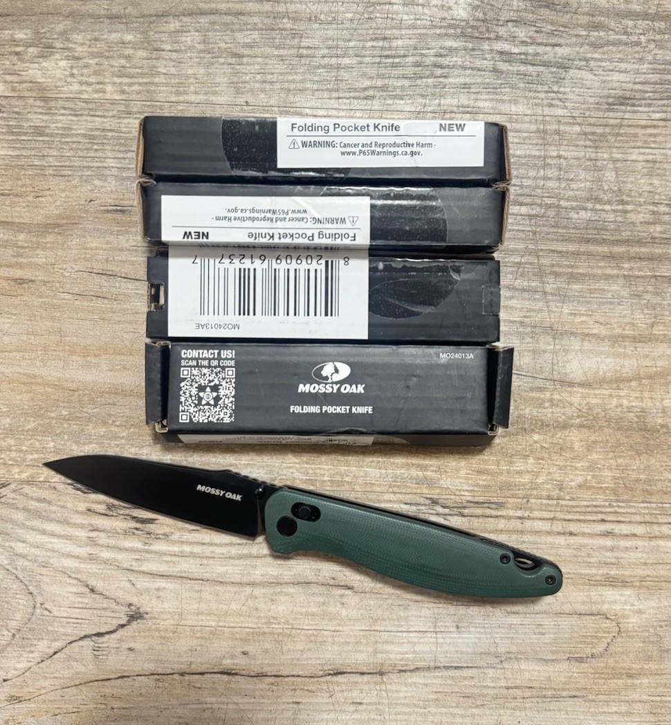 MOSSY OAK Folding Pocket Knife, 3.54" D2 Steel Blade w/G10 Handle&Pocket Clip