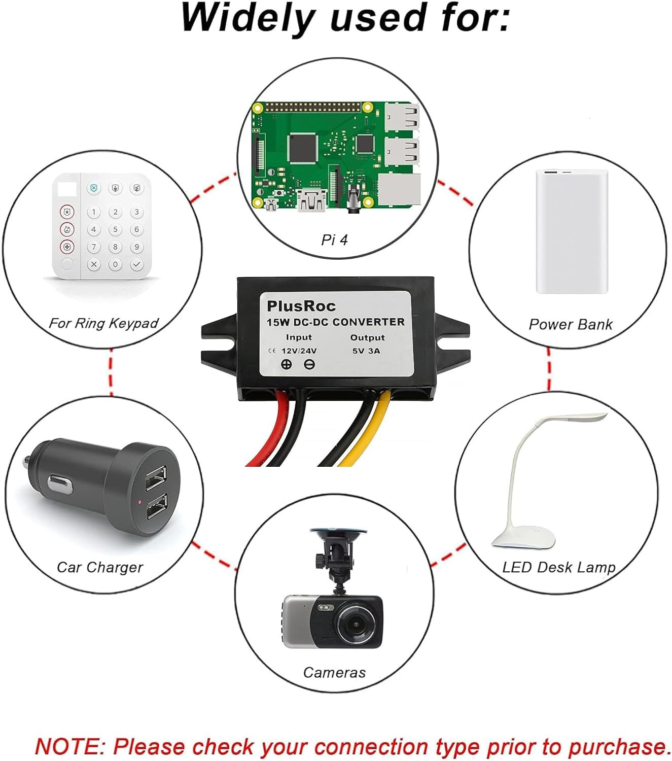 Waterproof 12V/24V to 5V Converter DC-DC Step down Module Power Adapter (Open Wi