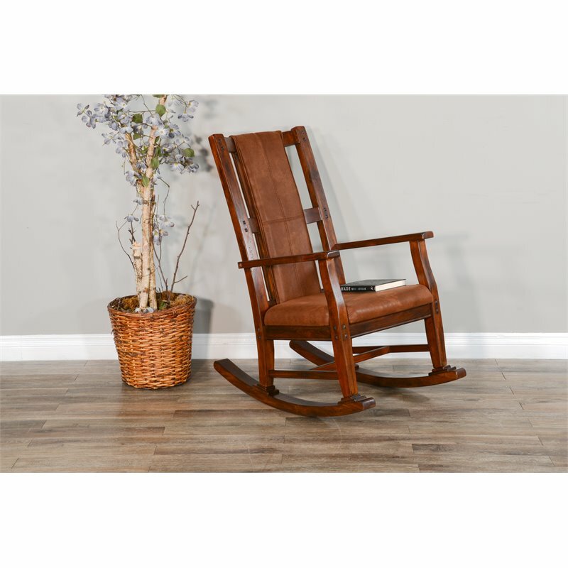 Sunny Designs Santa Fe Farmhouse Mahogany Wood Rocking Chair in Dark Chocolate