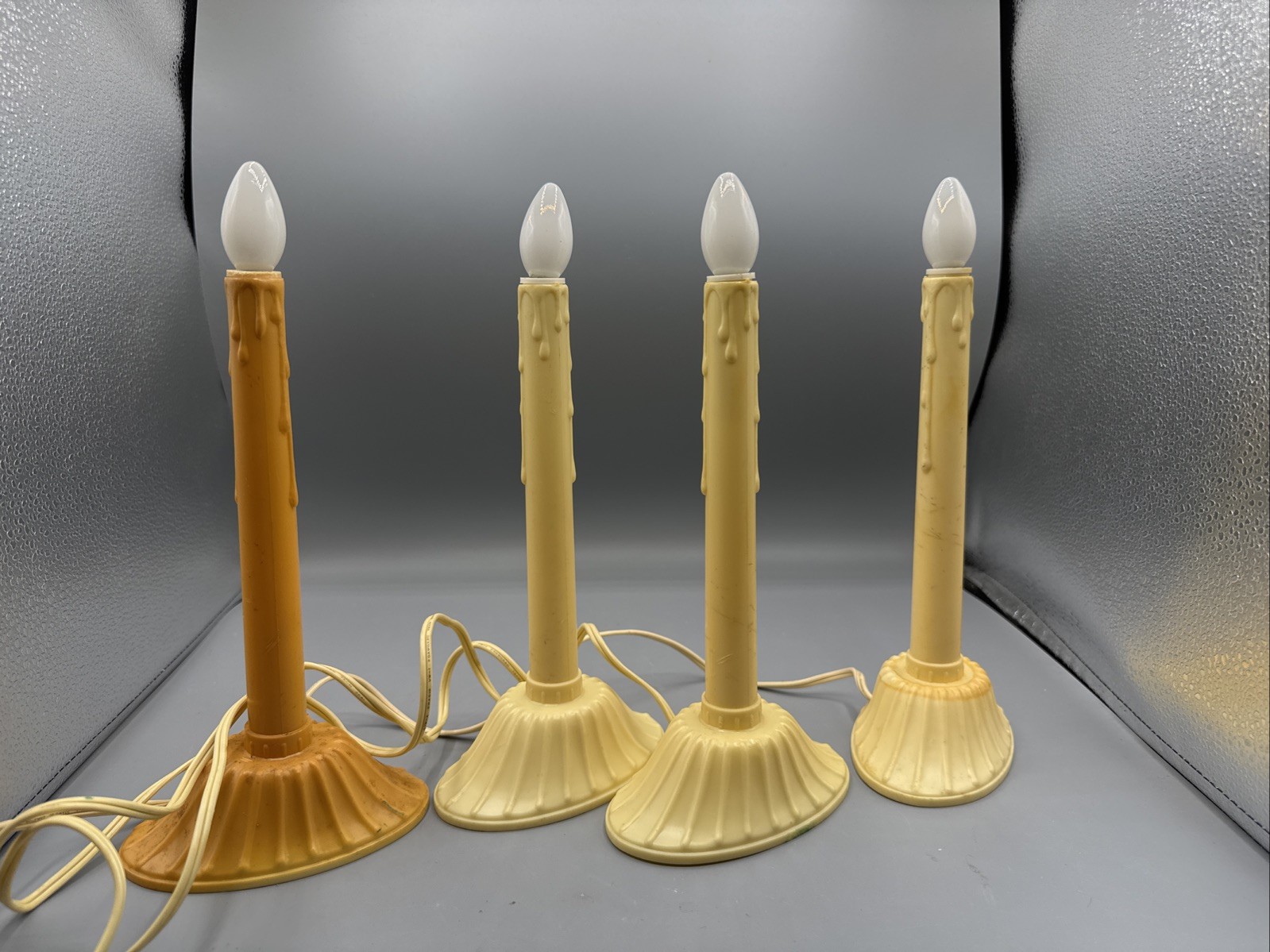 See Of 4 Vintage Drip Window Plastic Candles With New Bulb