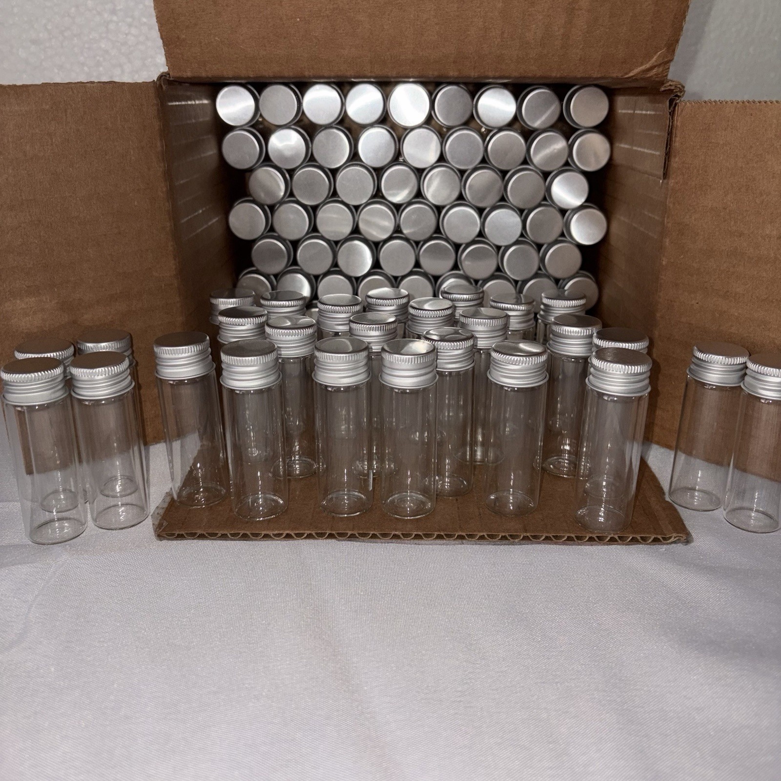 Pack of 96, 15 ml Glass Bottles Metal Screw Lid Diamond Art Crafting Potions
