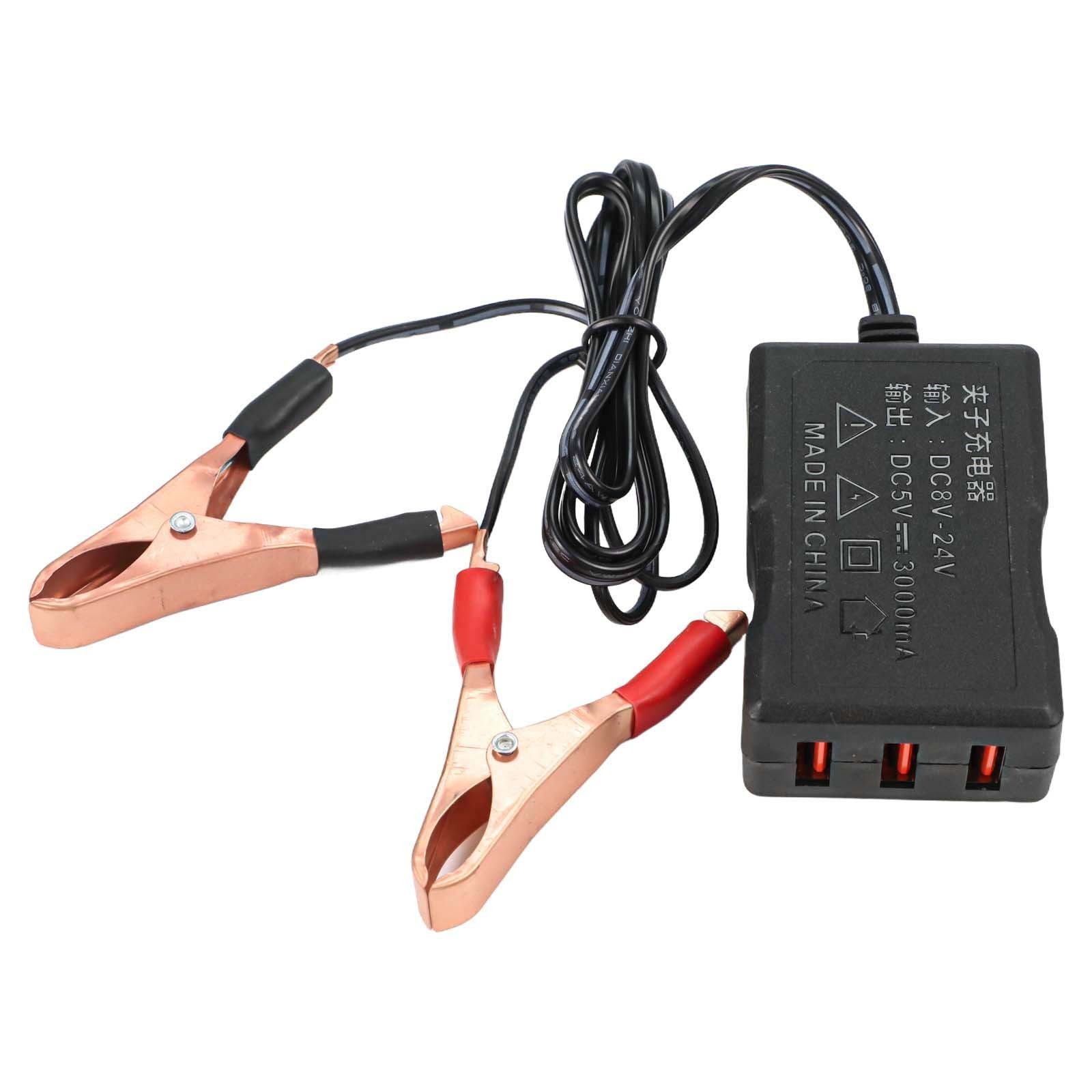Step Down Power Converter 12V 24V to 5V 3 USB A Ports with Battery Clip