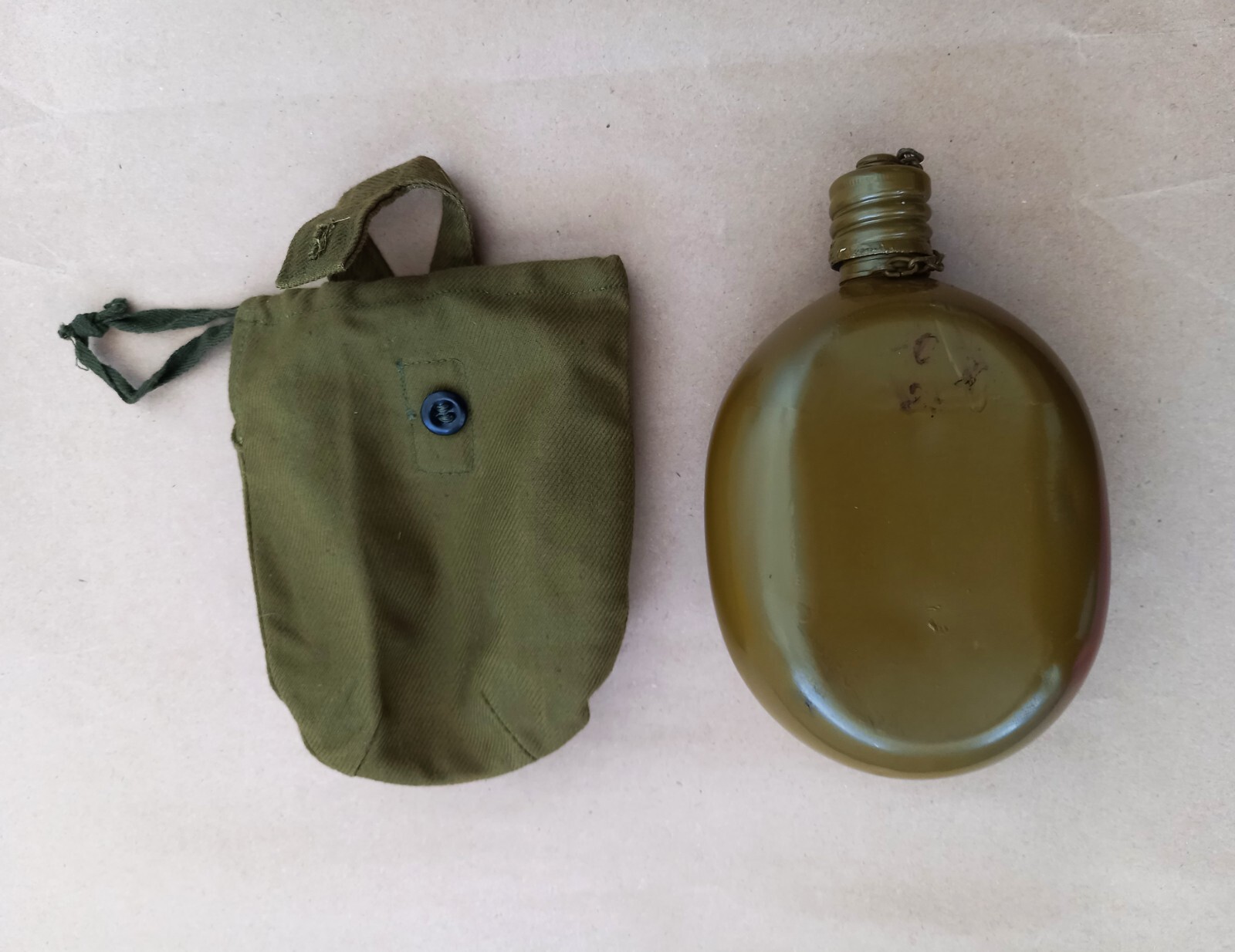 Soviet Military Water Flask, Original USSR Army Flask, Belt Case Aluminum Flask