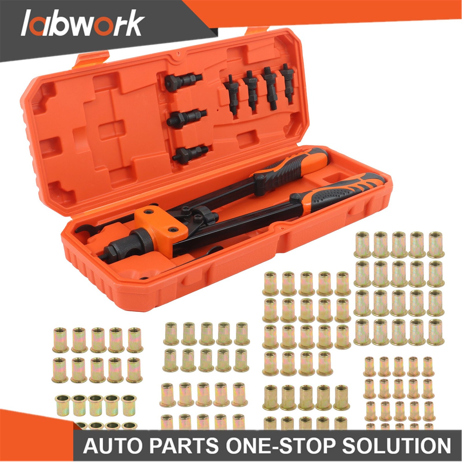 Labwork 14" Tool with 7 Metric & SAE Mandrels 70Pcs Rivnuts Assortment Kit
