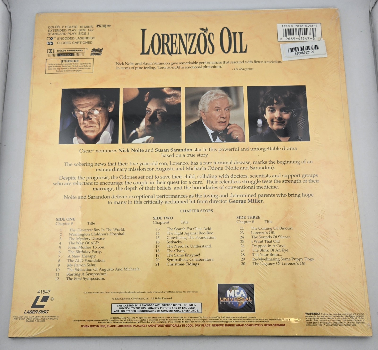 SEALED Laserdisc Lorenzo's Oil