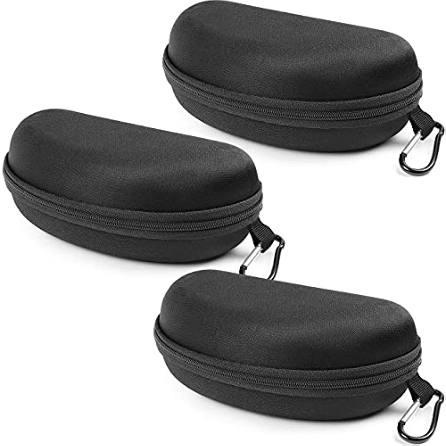 Sunglasses Case 3 Pack Hard Shell with Clip Portable Travel Zipper Eyeglasses