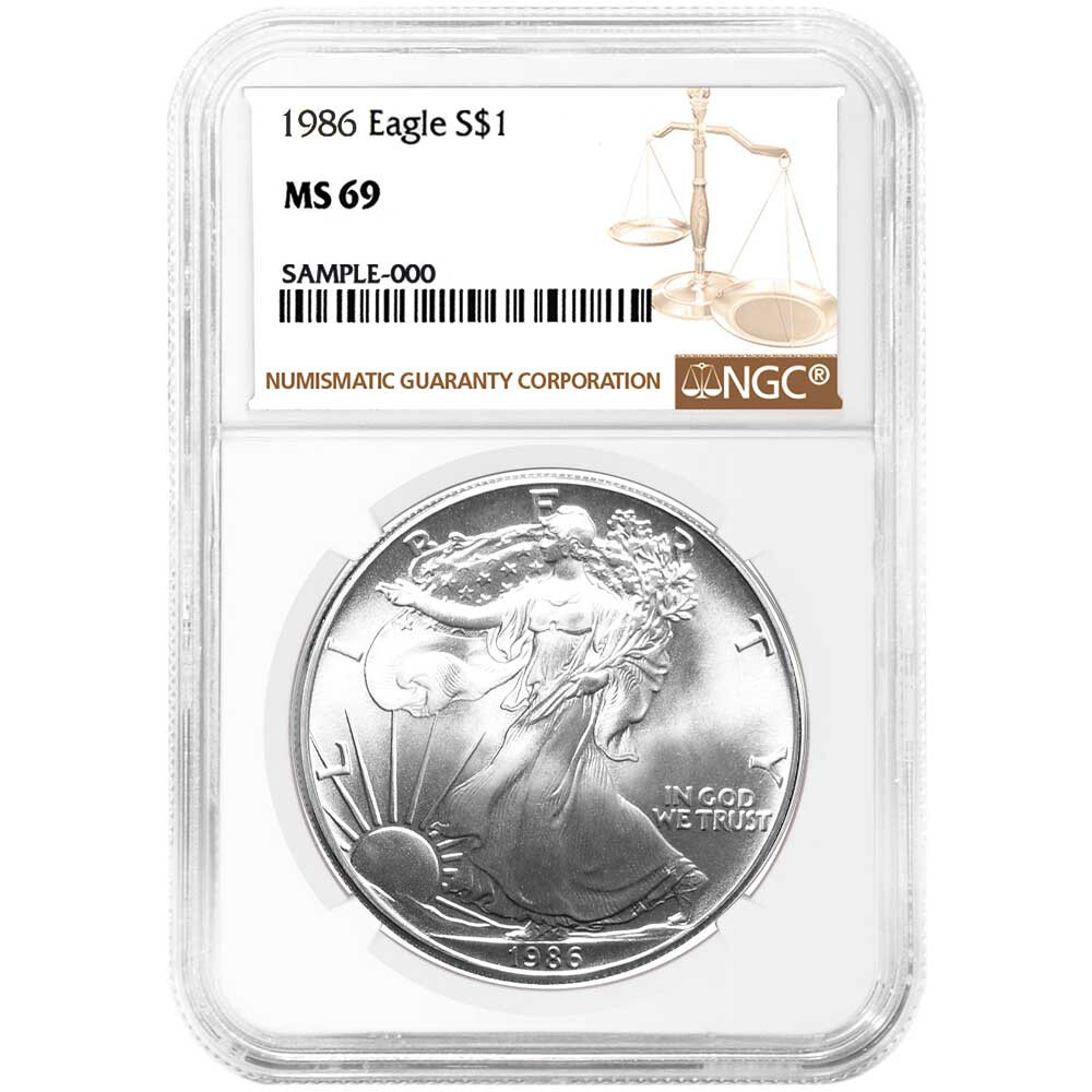 1986 $1 American Silver Eagle NGC MS69 Brown Label
