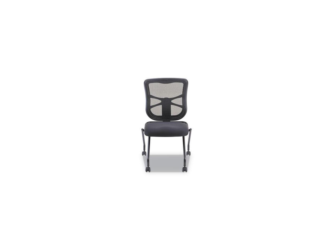Alera ALEEL4915 Elusion Mesh Nesting Chairs, Black Seat / Black Back, Black Base