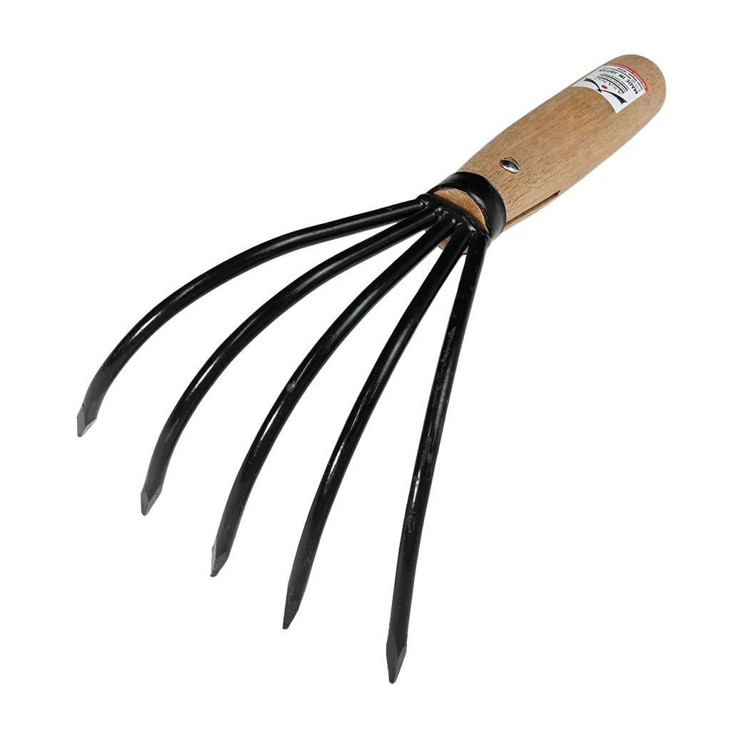 Japanese Ninji Garden Cultivator Rake Wood Handle Soil Weeding NEW
