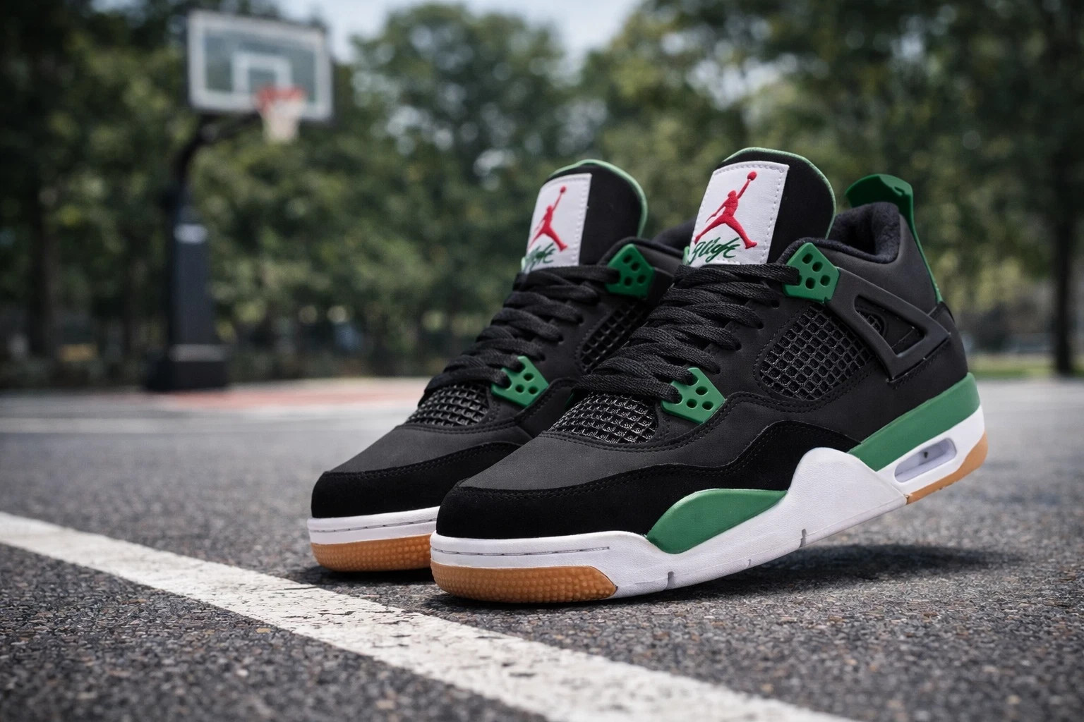 MEN - SB x Jordan 4 Retro suede Black Green Size US 7-12