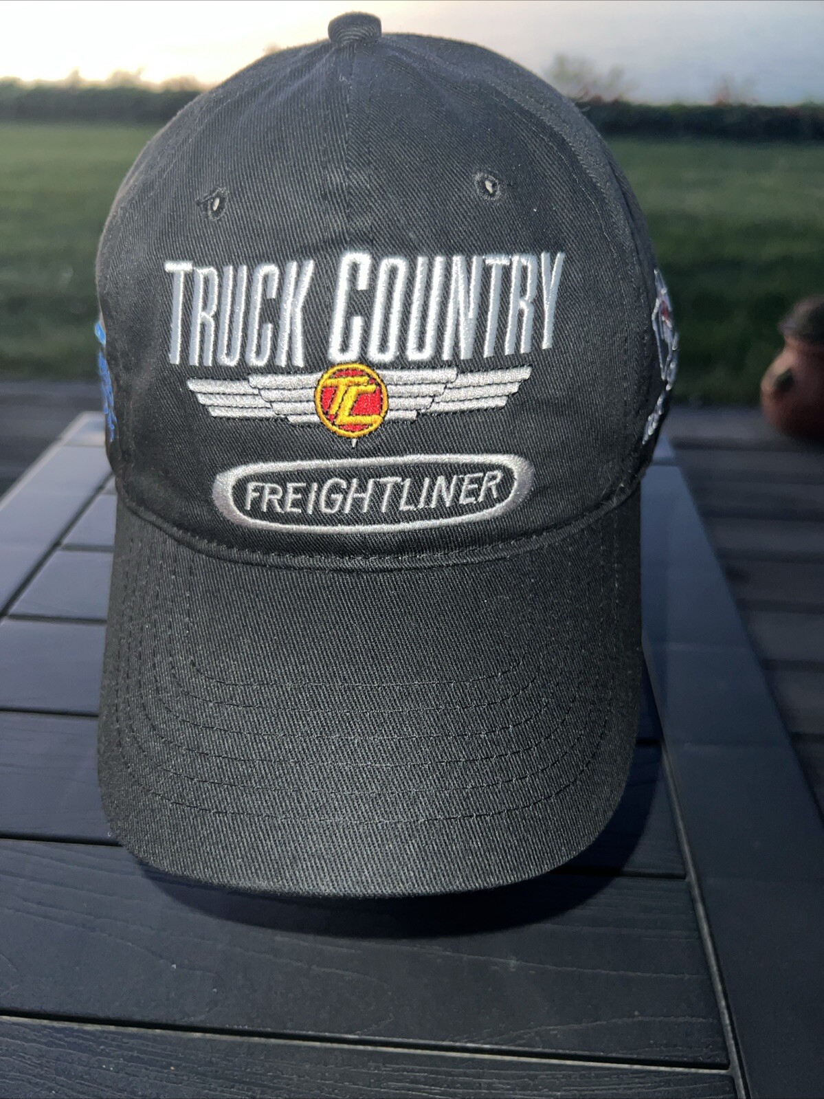 Truck Country TC. Freight Liner Logo on Black Hat Cap Snapback EUC