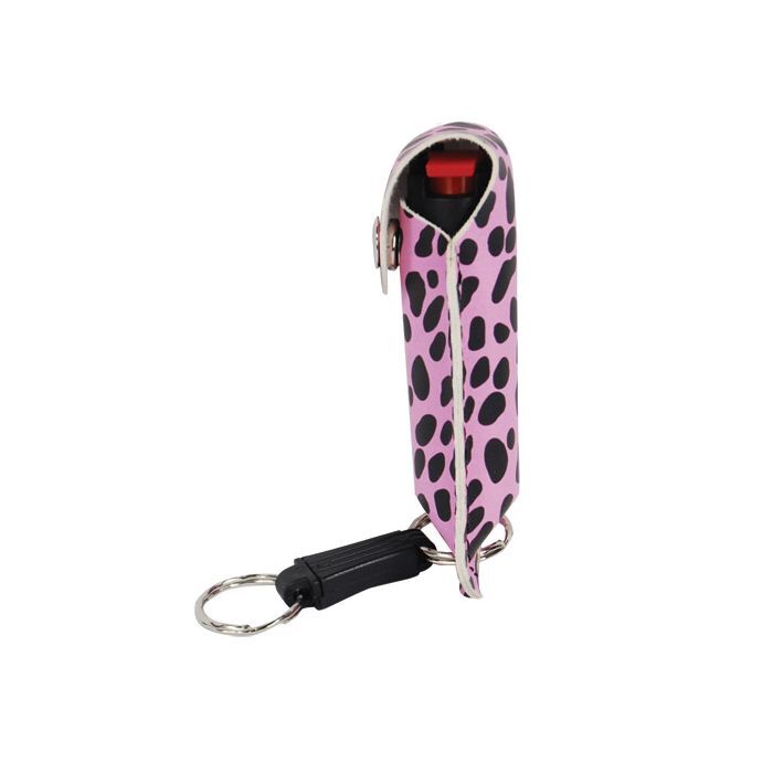 Pepper Shot® 1/2oz Pepper Spray in Quick-Release Keychain Holster, Cheetah Pink