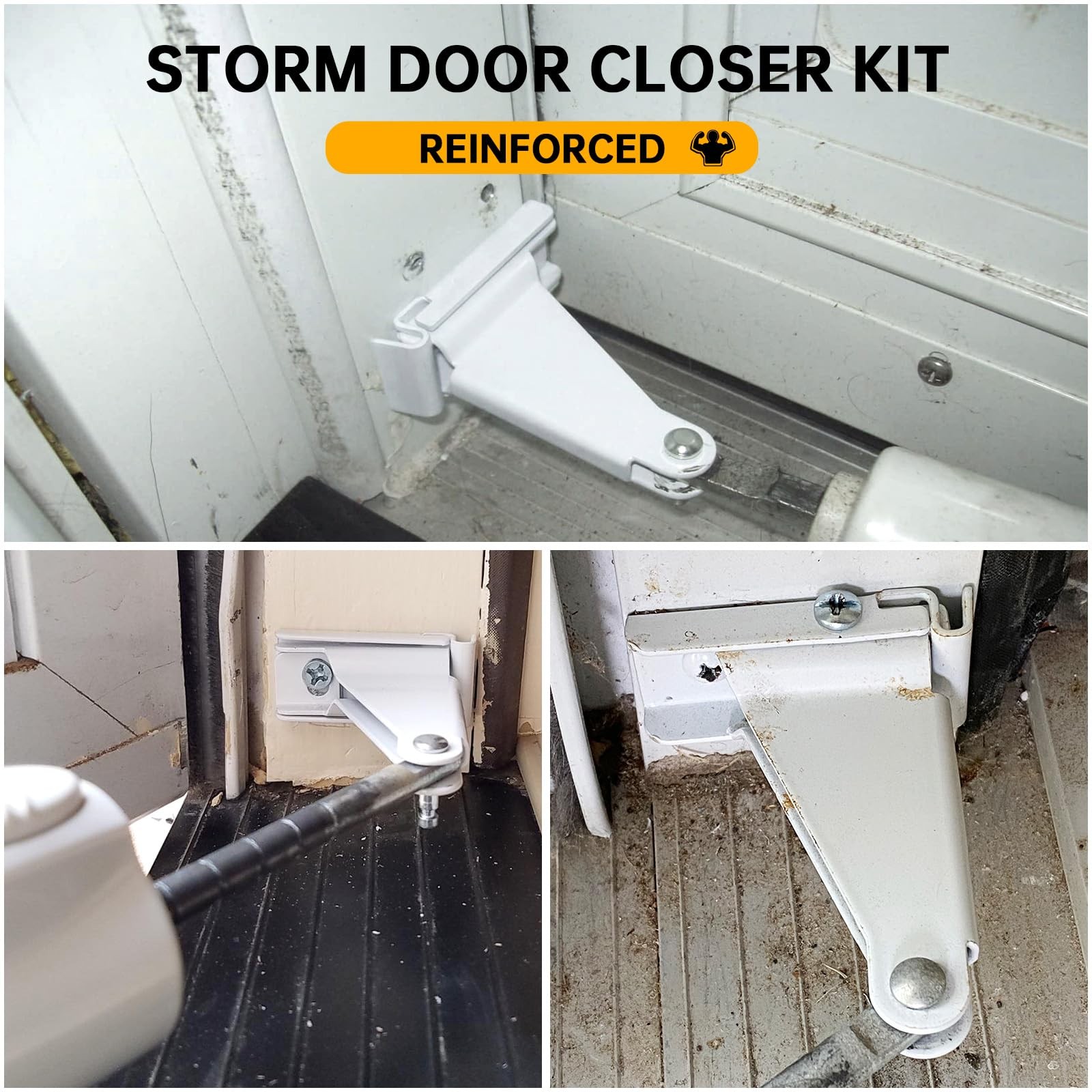 Reinforced Storm Door Closer Bracket Kit Compatible with Andersen, Emco, Lars...