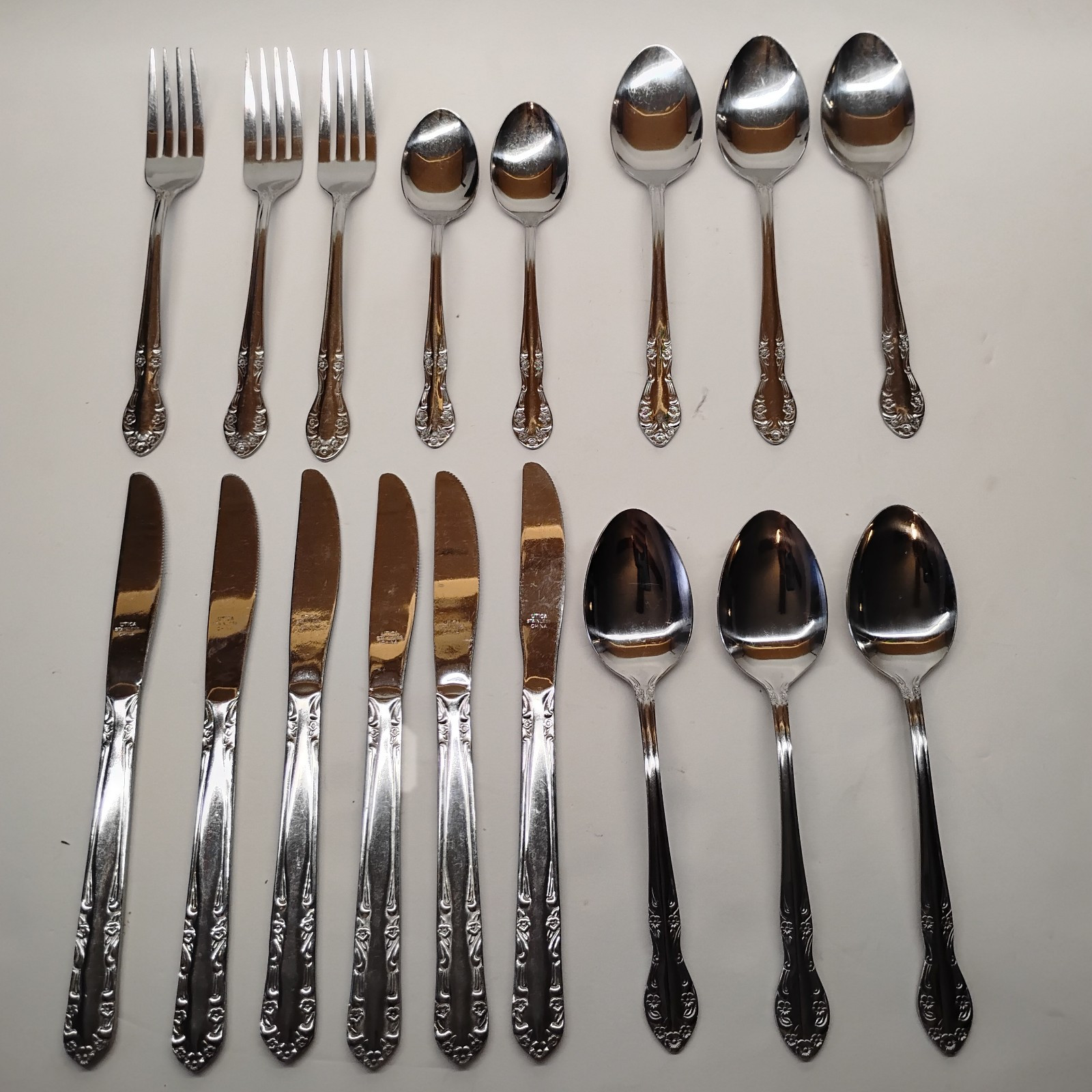 Vintage Utica SARANAC STAINLESS  Flatware Korea 17 Piece Mixed Lot
