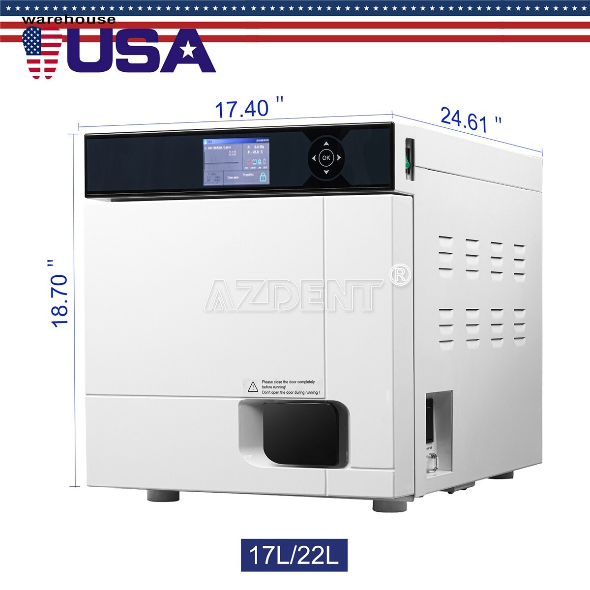 22L Class B Steam Sterilizer Dental Autoclave Pulsation vacuum With Printer