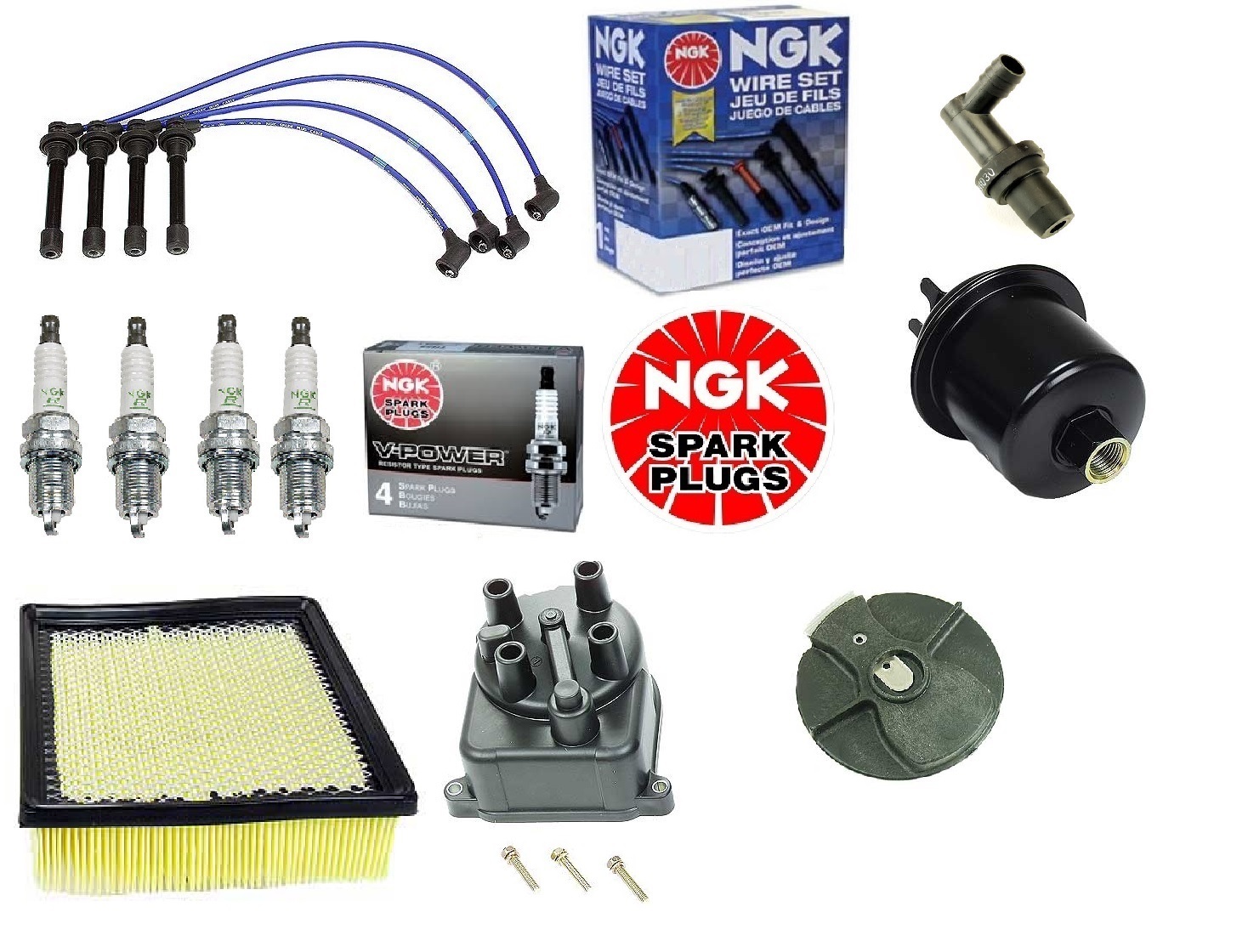Complete Tune Up Kit Filters,Cap,Rotor,NGK Wires & Plugs for Honda CRV 1999-2001