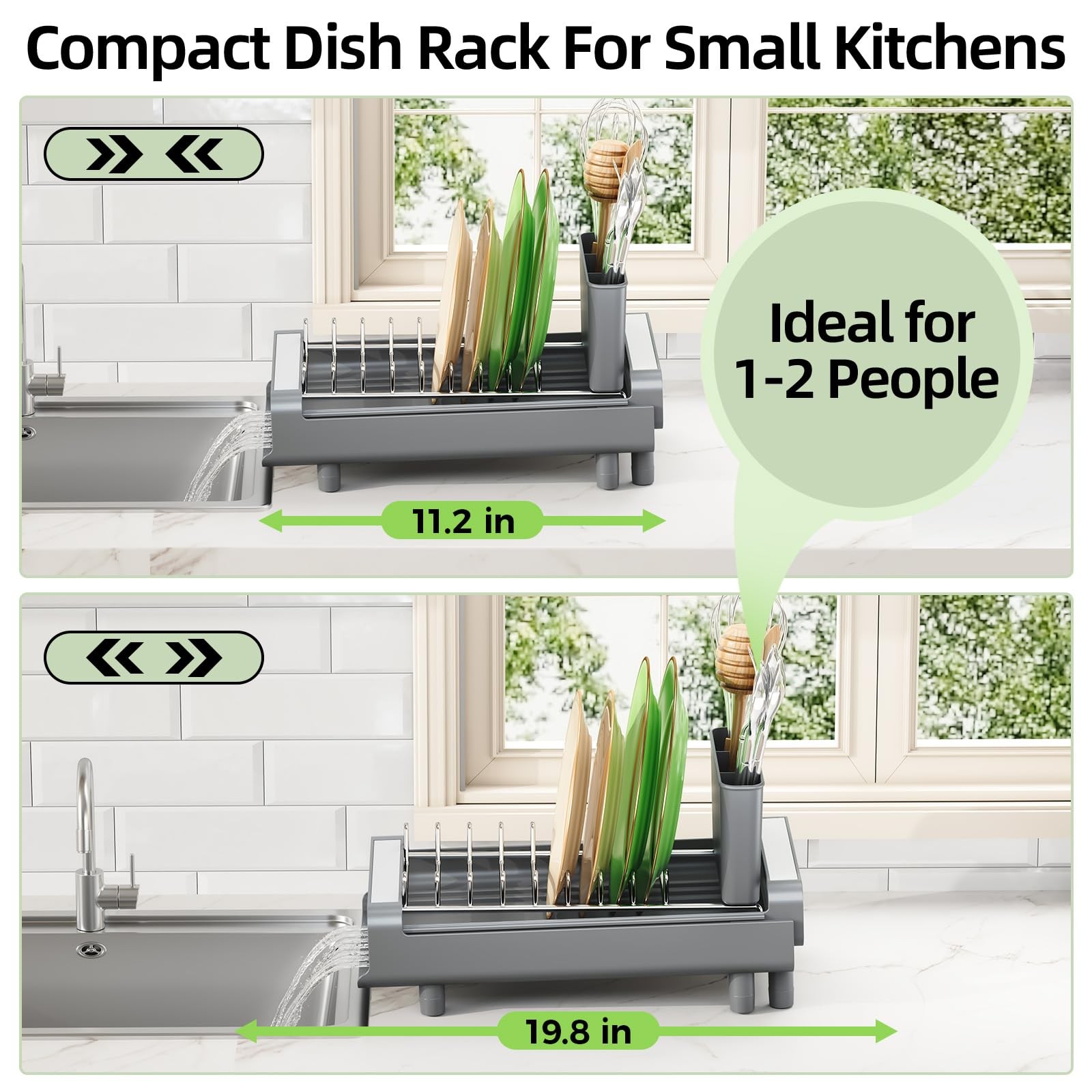 Small Dish Drying Rack, Mini Expandable Compact Dish Rack, Slim Extendable St...