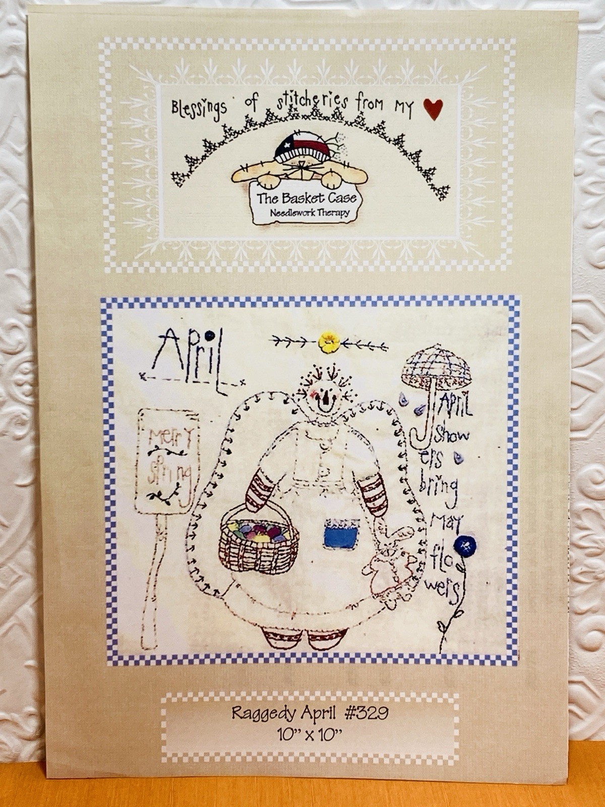 Basket Case Needlework Therapy Raggedy April Primitive Pattern Embroidery Bunny