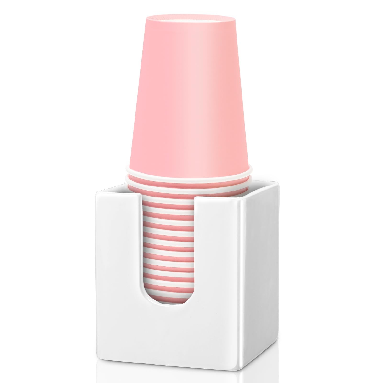 Ceramic Bathroom Cup Dispenser - 3 oz Paper Cup Dispenser & Mouthwash Cup Hol...