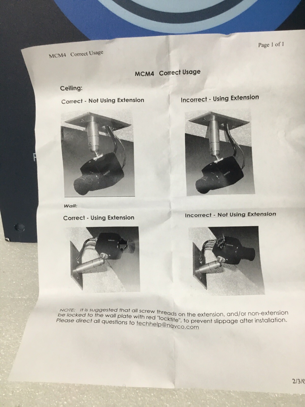 3" Tall NAVCO MCM4 Wall / Ceiling Mount Stand With Plate Security Camera NEW!