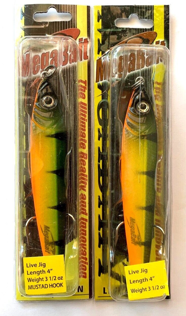 2 Mega-Bait Live Action Lures Perch Color 4 Inches 3.5 Ounces
