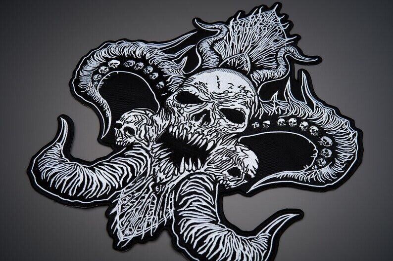 MEDUSA SKULL Large Back Patch for custom biker vest