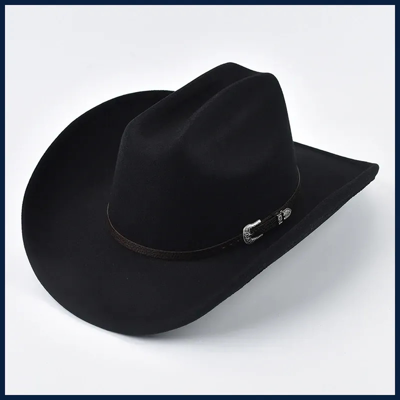Unisex Western Cowboy Hat Vintage Wide Brim Gentleman Style Hat