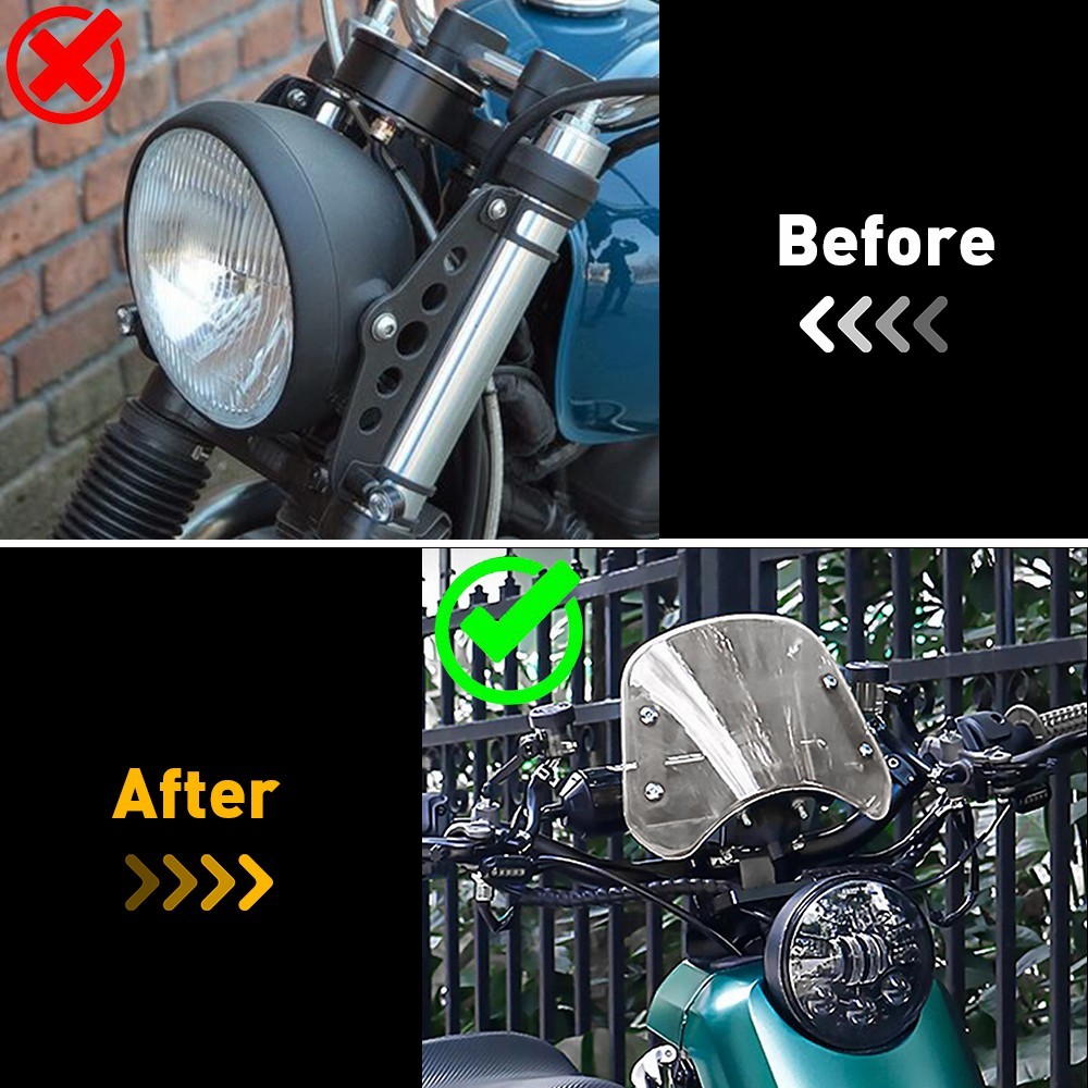 5-7" Motorcycle Clear Universal Headlight Fairing Windshield Shield Windscreen