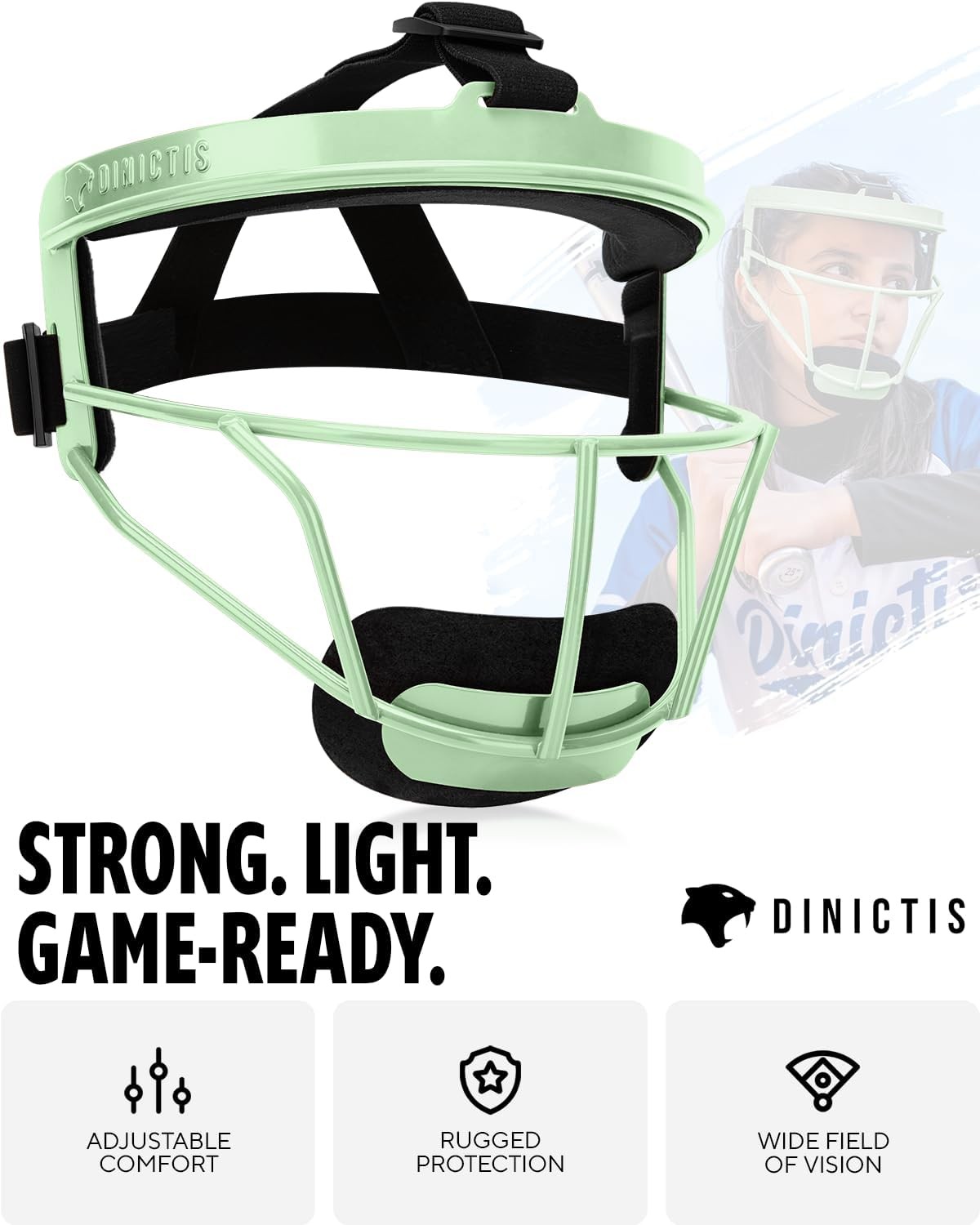 Dinictis Softball Face Mask Lightweight Comfortable Wide Vision Durable Safe