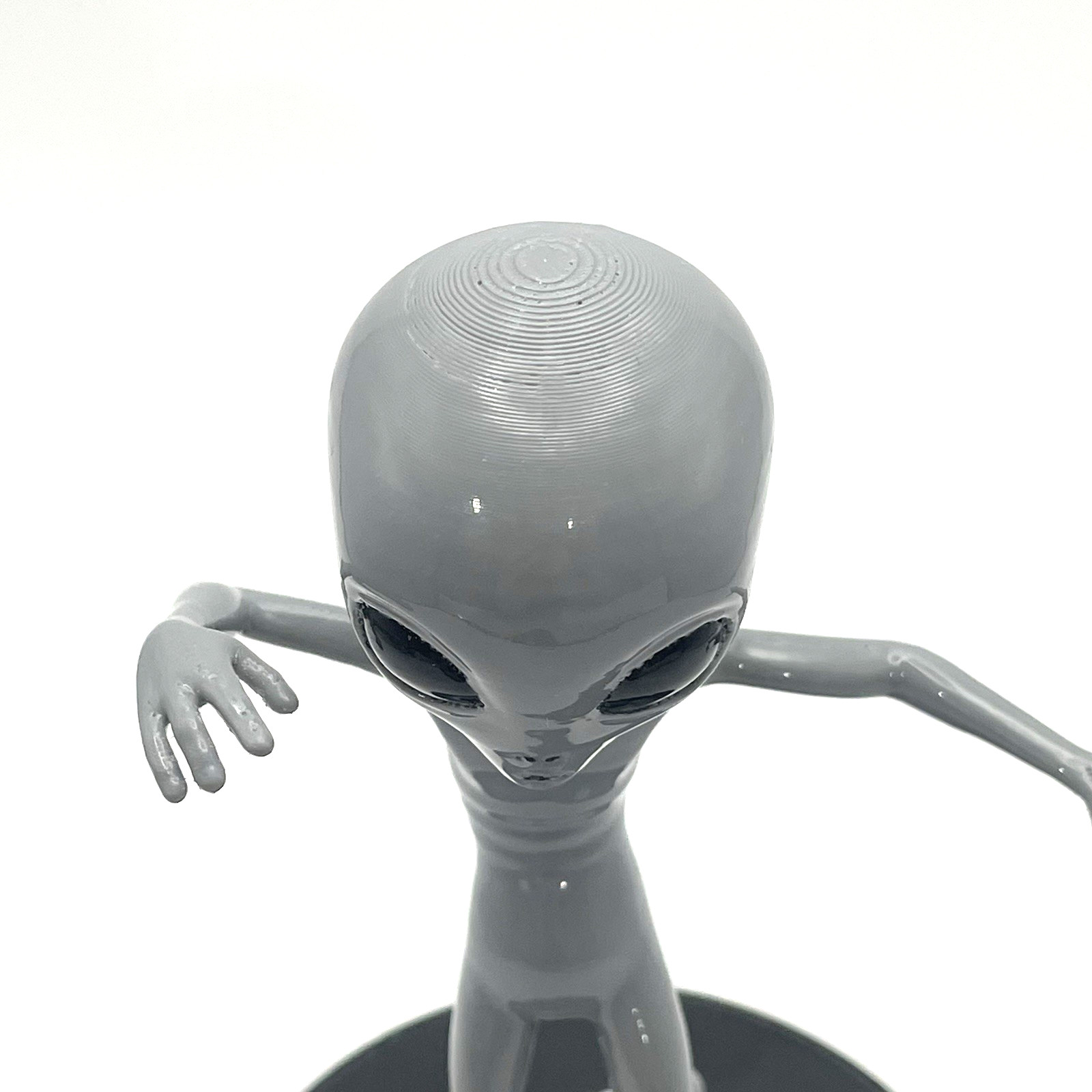 5.75" Grey Alien Figurine – Dance Pose on Black Base – 3D Printed – Vapor Smooth