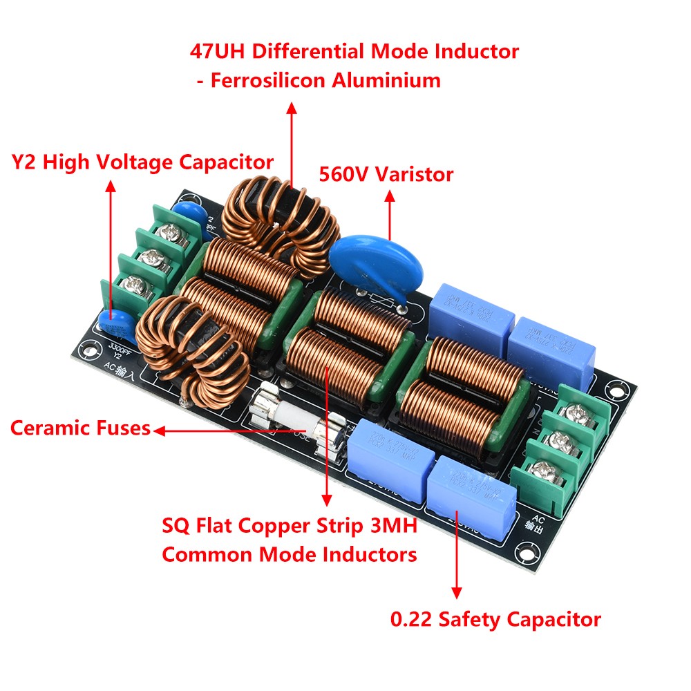 16A EMI Filter Four Level Audio AC220V Power Electromagnetic Interference Filter
