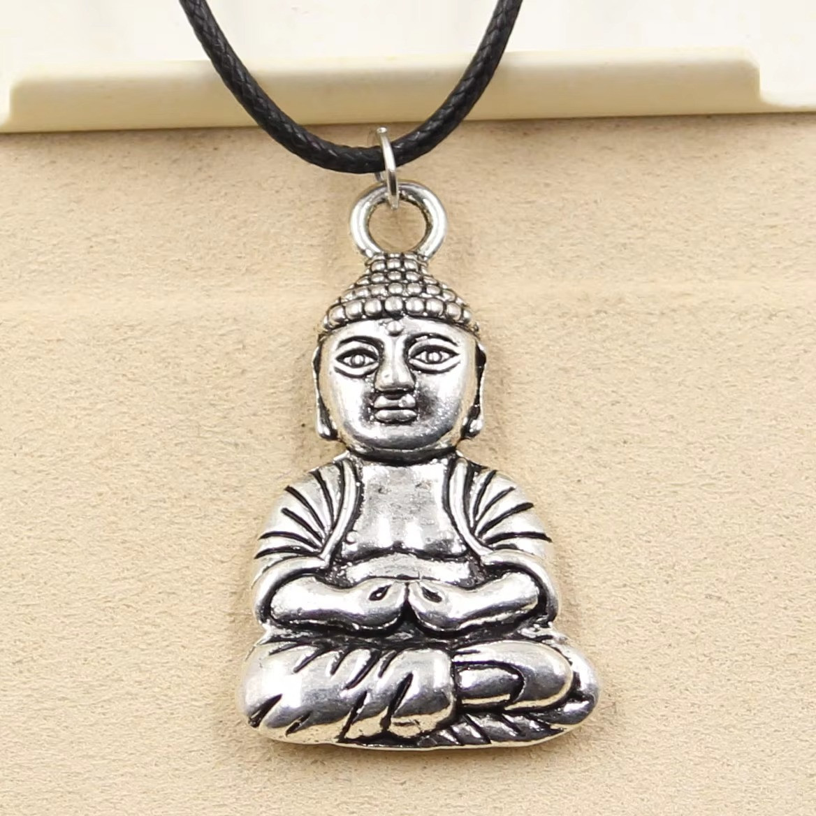 Silver Pendant Buddha Necklace Decorative Collectibles Handmade Jewelry