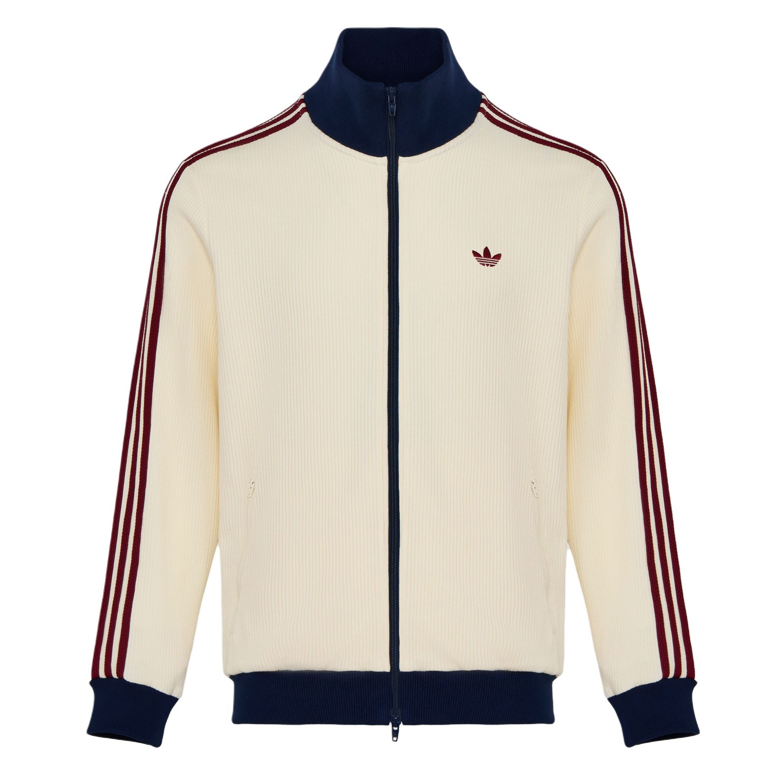 adidas Originals Stand Collar Zipper Striped Knit Jacket