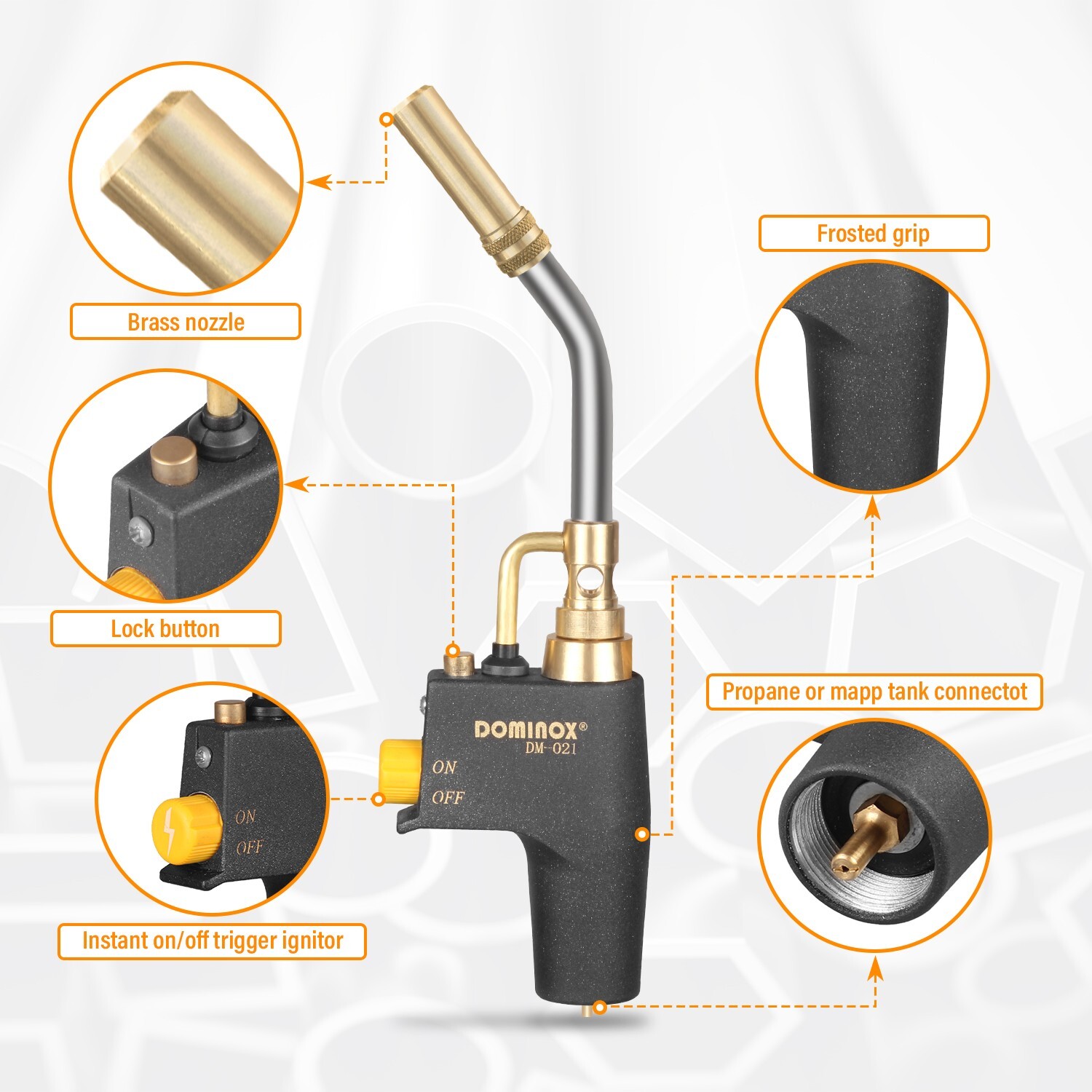 Mapp Gas Propane Torch Head Trigger Start soldering Kit High Soldering Cooking